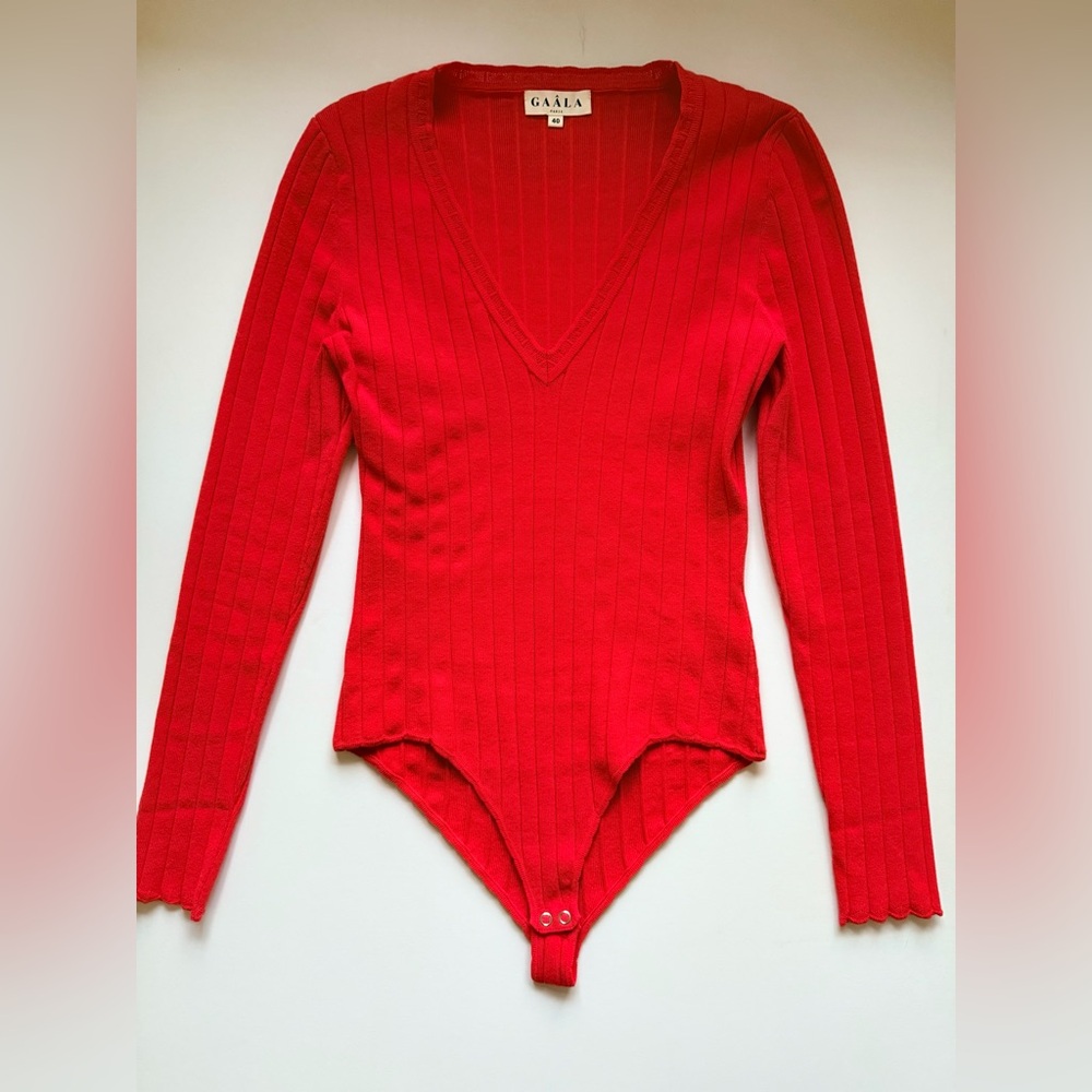 Eliane Body Suit Red Top Gaâla Paris upcycled viscose melange France